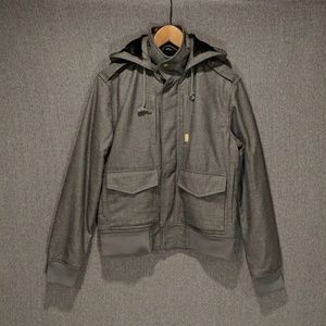 Bomber Jacket with Removable Fur-lined Hood